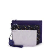 KIPLING 3 large pouches (with removable wristlet) Unisex Moonlit Blue Iaka L Wristlet I4219-4GA