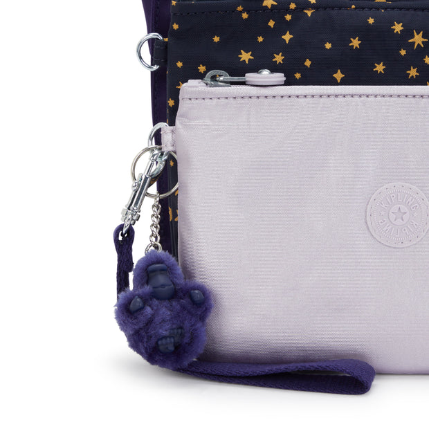 KIPLING 3 large pouches (with removable wristlet) Unisex Moonlit Blue Iaka L Wristlet I4219-4GA