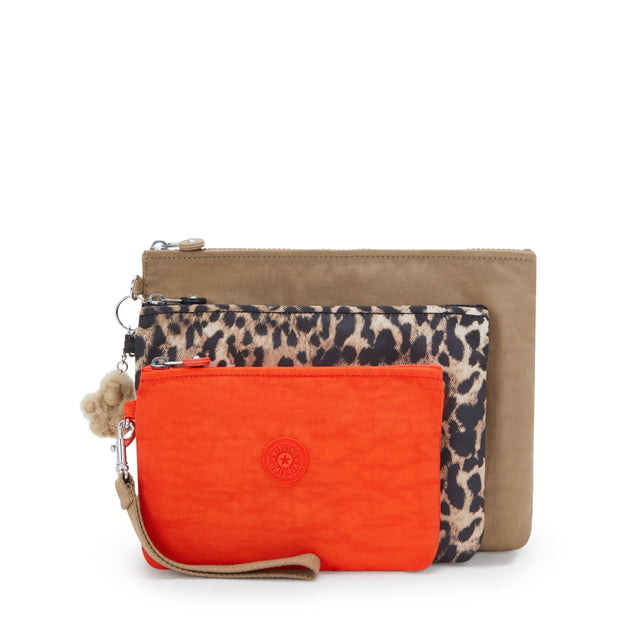 KIPLING 3 large pouches (with removable wristlet) Unisex Early Tan Iaka L Wristlet I4219-7CN