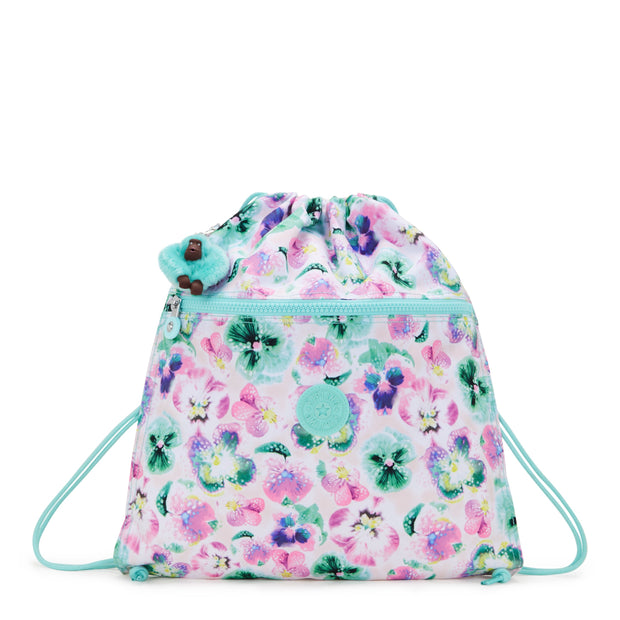 KIPLING-Supertaboo-Medium backpack (with drawstring)-Aqua Blossom-I5637-7EC