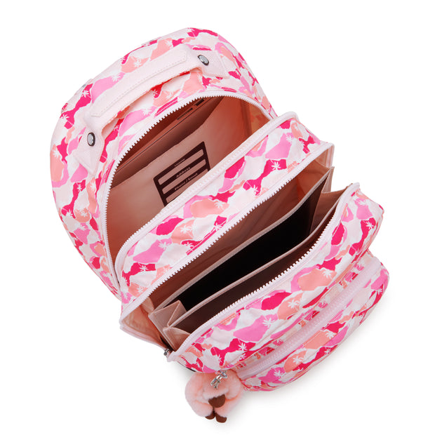 KIPLING Large backpack (with laptop compartment) Female Pink Palm Class Room I7090-1BV