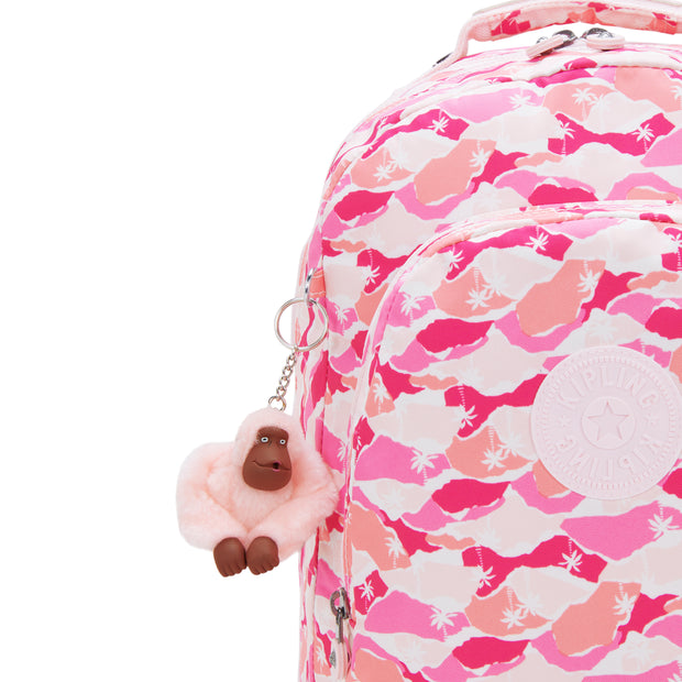 KIPLING Large backpack (with laptop compartment) Female Pink Palm Class Room I7090-1BV