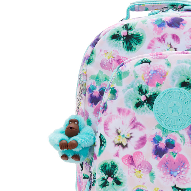 KIPLING-Class Room-Large backpack (with laptop protection)-Aqua Blossom-I7090-7EC