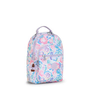 Kipling Small Backpack With Tablet Compartment Female Aqua Flowers Seoul S