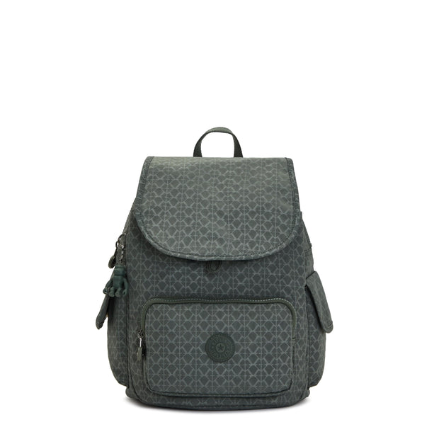 KIPLING-City Pack S-Small Backpack-Sign Green Embosse-15641-F6C
