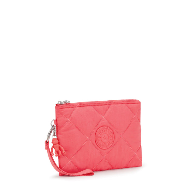 Kipling-Fancy-Large Flat Pouch (With Wristlet)-Cosmic Pink Quilt-I7668-66U